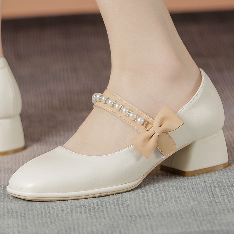 Giày Cao Gót 4Cm Chất Liệu Da Mềm Phong Cách Anh Quốc Cổ Điển Thời Trang Cho Nữ