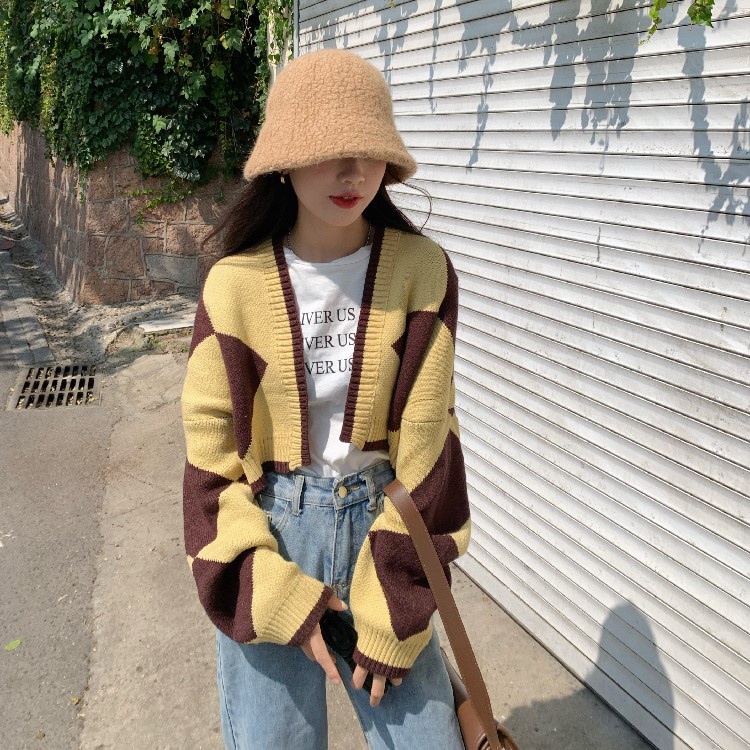 DUNEA Áo Khoác Cardigan Dệt Kim Dáng Rộng Kiểu Retro Mỹ 3 Màu Lựa Chọn