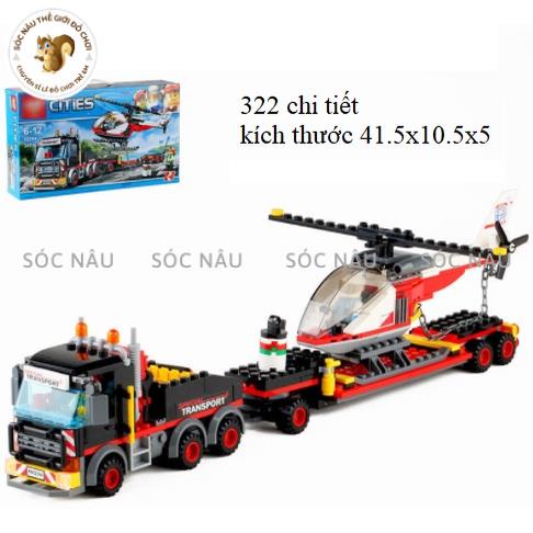 Đồ chơi Lego City Bela lắp ráp xếp ghép hình 10872 Xe vận tải hạng nặng chở máy bay cho bé thỏa sức sáng tạo Sóc nâu