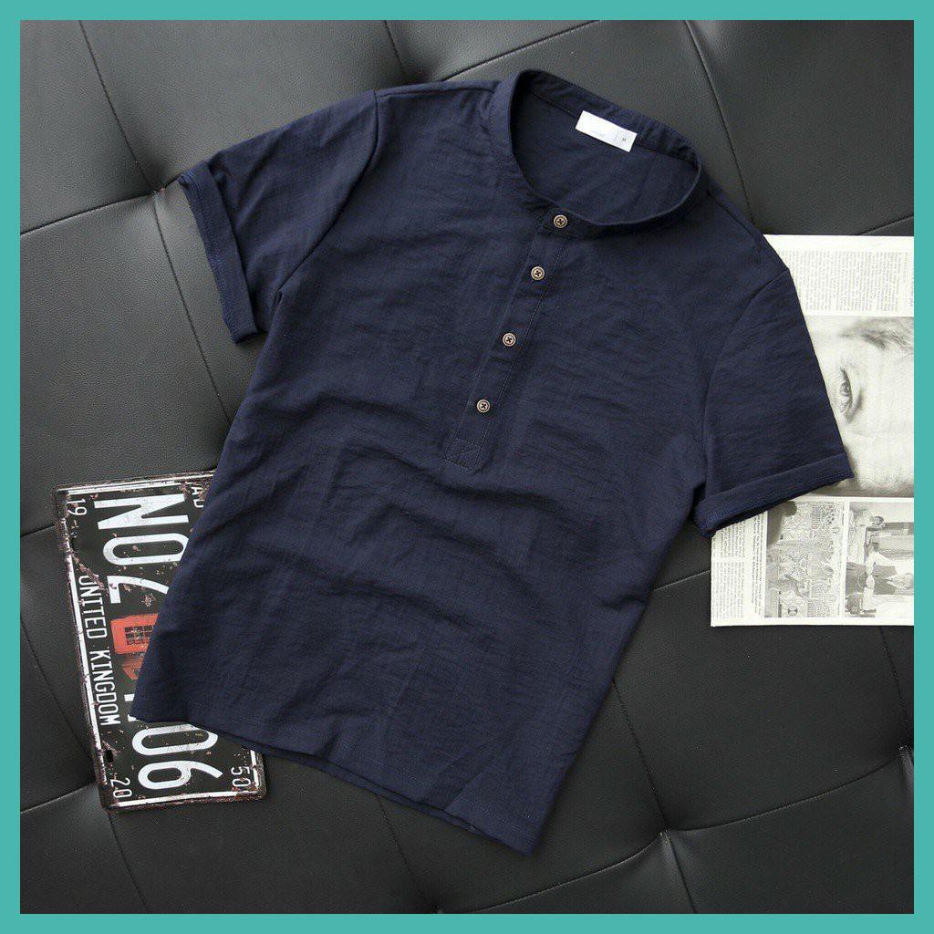 Áo đũi nam cộc tay cổ tàu Mantino, chất đũi Thái, form chuẩn mặc mát lạnh, loại dày đẹp hàng hot trend 2021