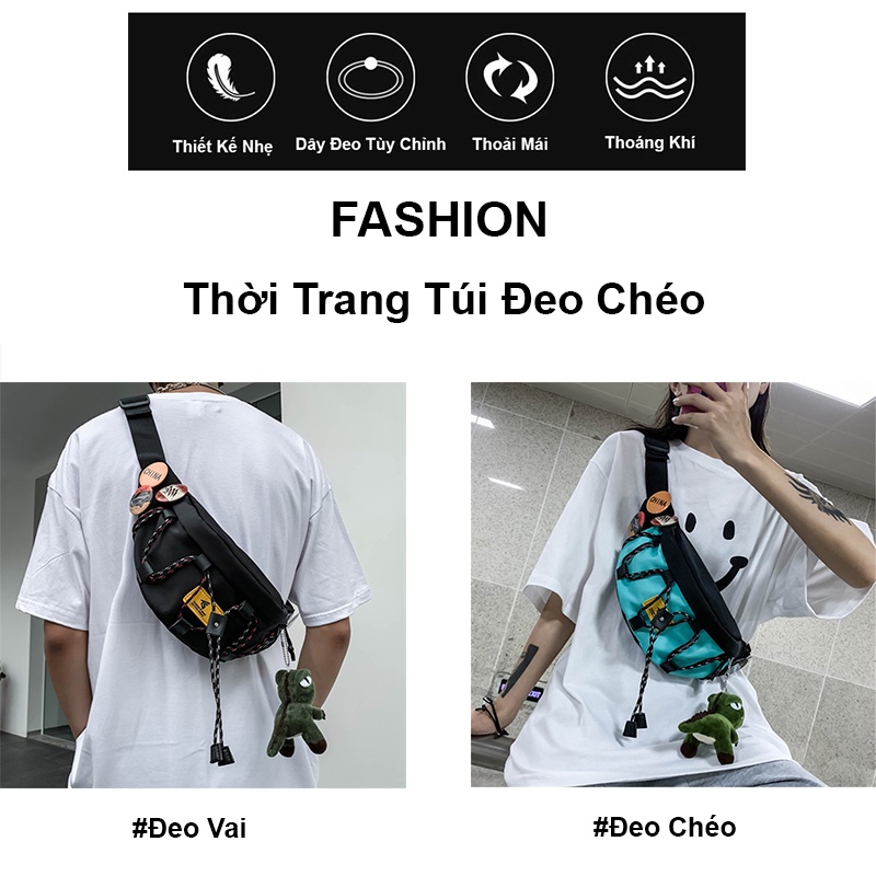 Túi đeo chéo bao tử nam nữ ZIMO đi chơi thời trang nhiều ngăn phong cách đeo vai trẻ trung