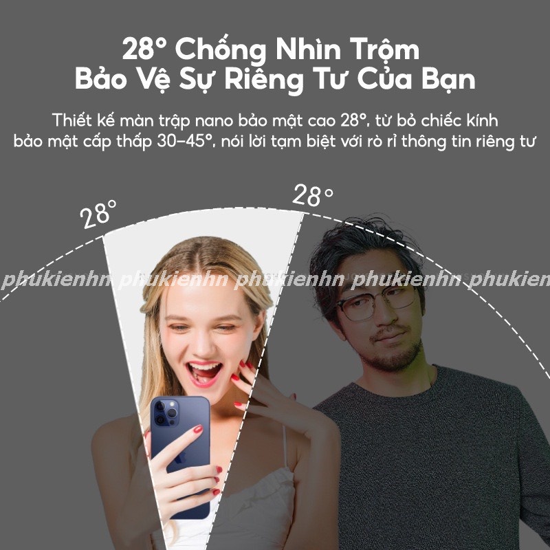 Kính Cường Lực Wiwu Iprivacy Chống nhìn trộm bảo vệ màng loa cho  IPhone 15 /15 ProMax, 14 Promax ,13 Promax ,12 Promax