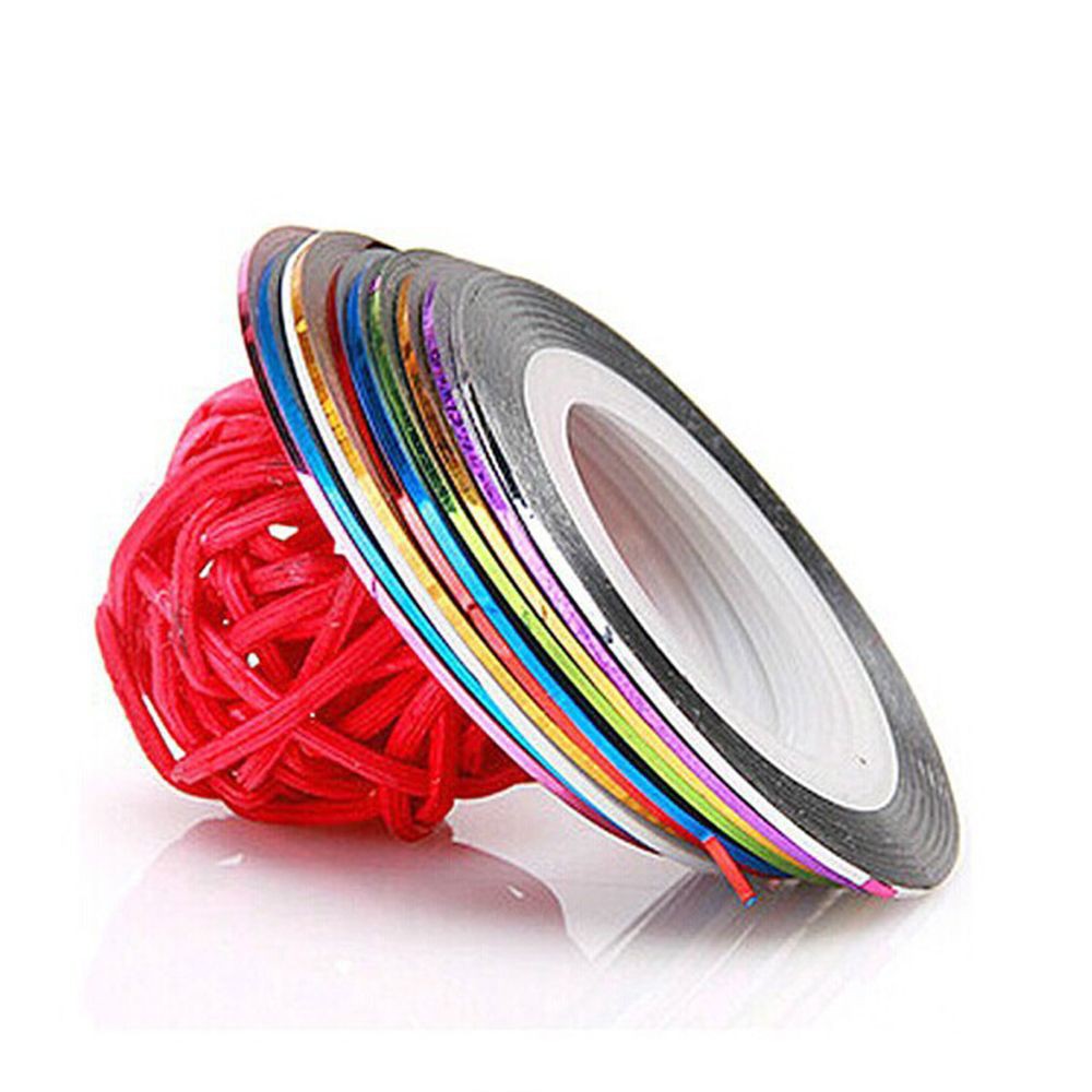 10 miếng dán kẻ sọc cho móng nghệ thuật nhiều màu