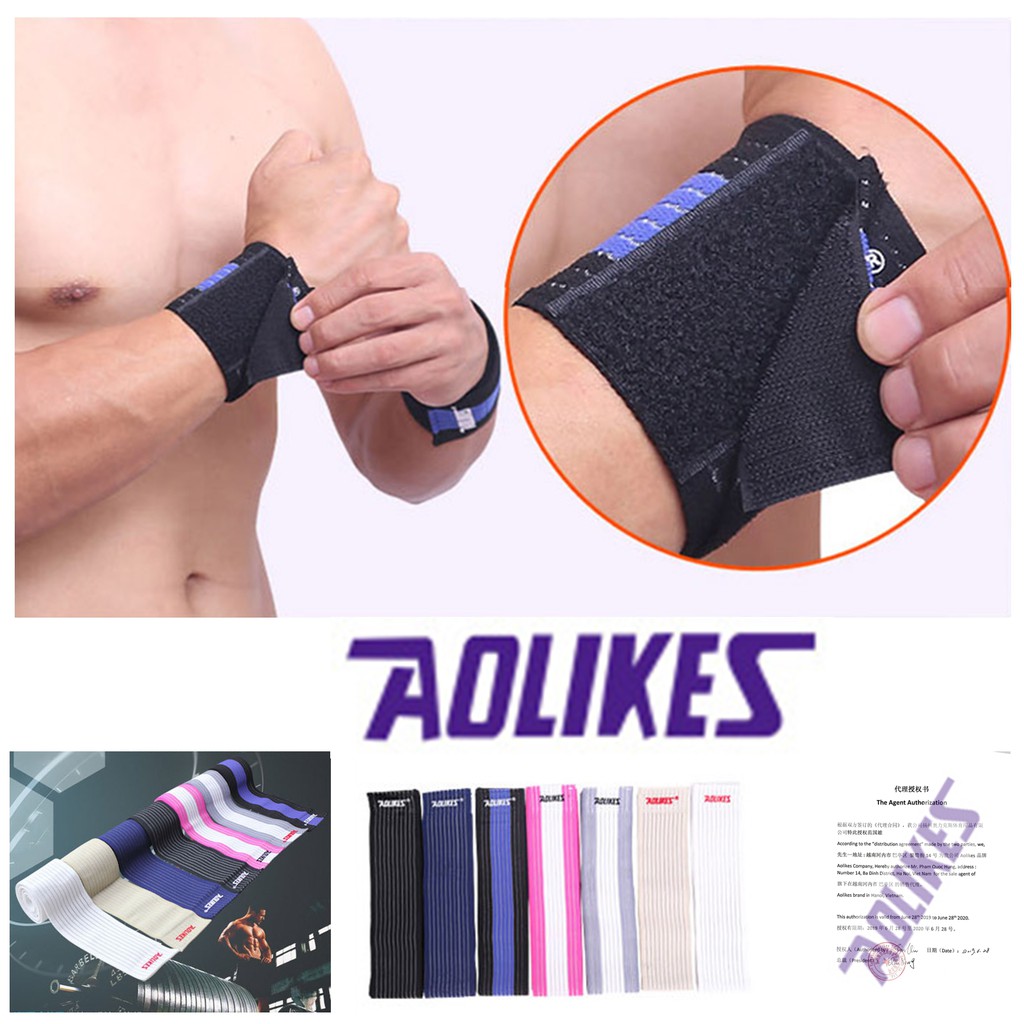 Bán buôn - Aolikes AL 1526 - 1536 (1 cái) 40CM Đai cuốn cổ tay chống trượt chuyên gym, hàng chính hãng