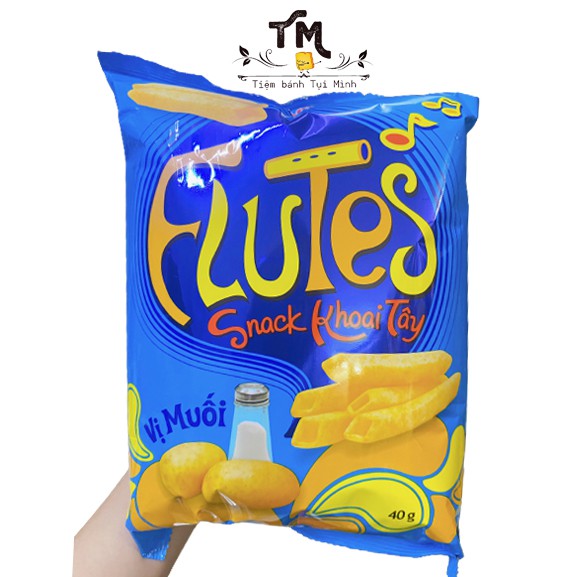 Bánh Snack khoai tây vị muối Flutes 32g, đồ ăn vặt