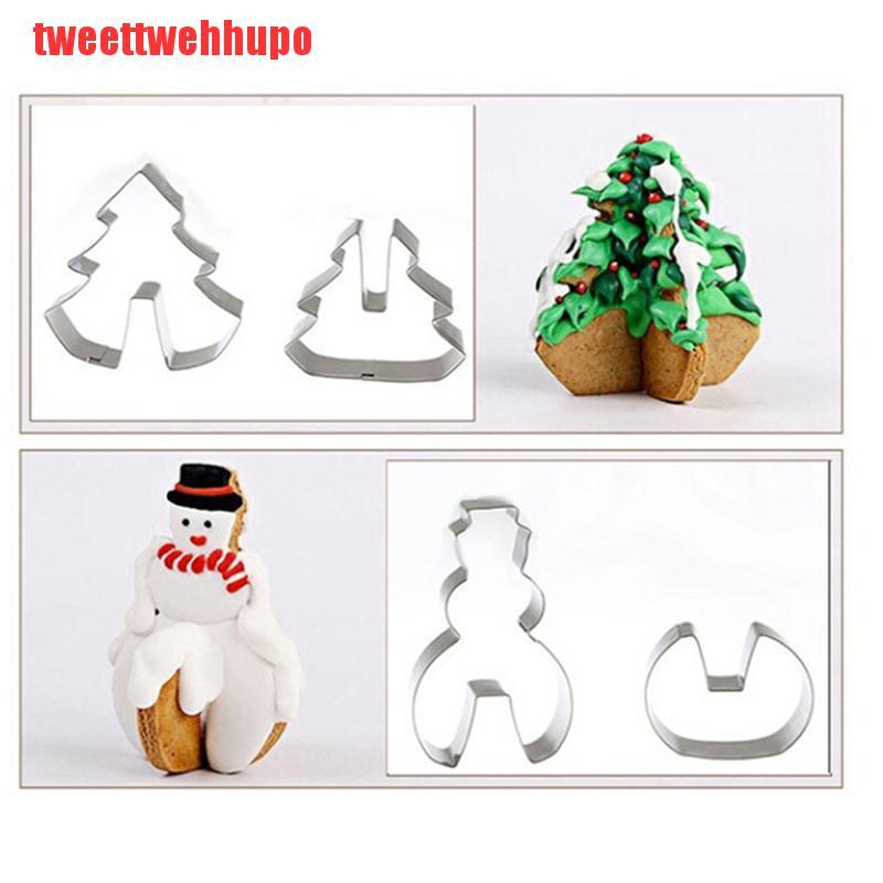 Bộ 8 Khuôn Cắt Bánh Quy Bằng Thép Không Gỉ Hình Ông Già Noel 3d Độc Đáo