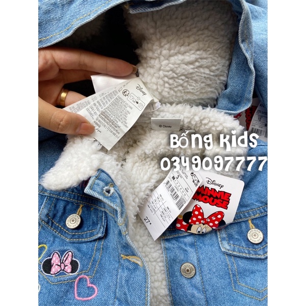 Áo Khoác Jean Bé Gái Lót Cừu Đáp Lưng Mickey&amp;Bạn Kiabi