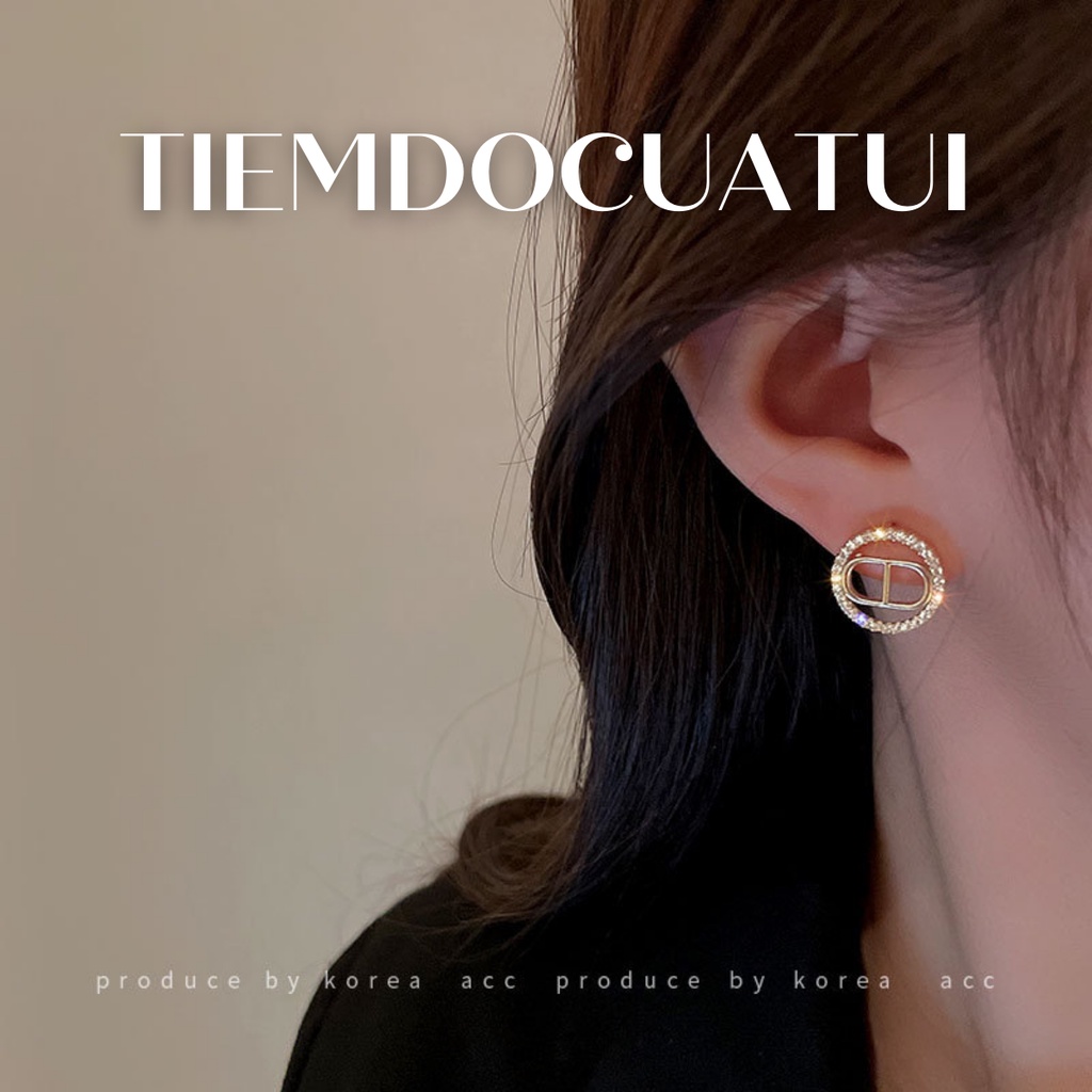 Bông tai S925 Tira D tròn đính đá BT103 Korean Style Tiemdocuatui