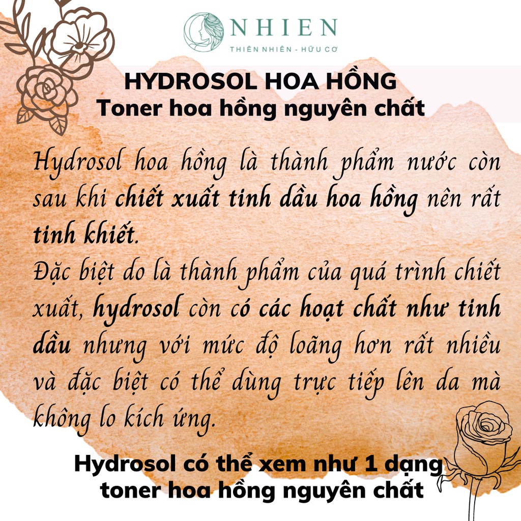 Nước hoa hồng hữu cơ giúp dưỡng ẩm, se khít lỗ chân lông, hạn chế mụn, cân bằng pH cho da