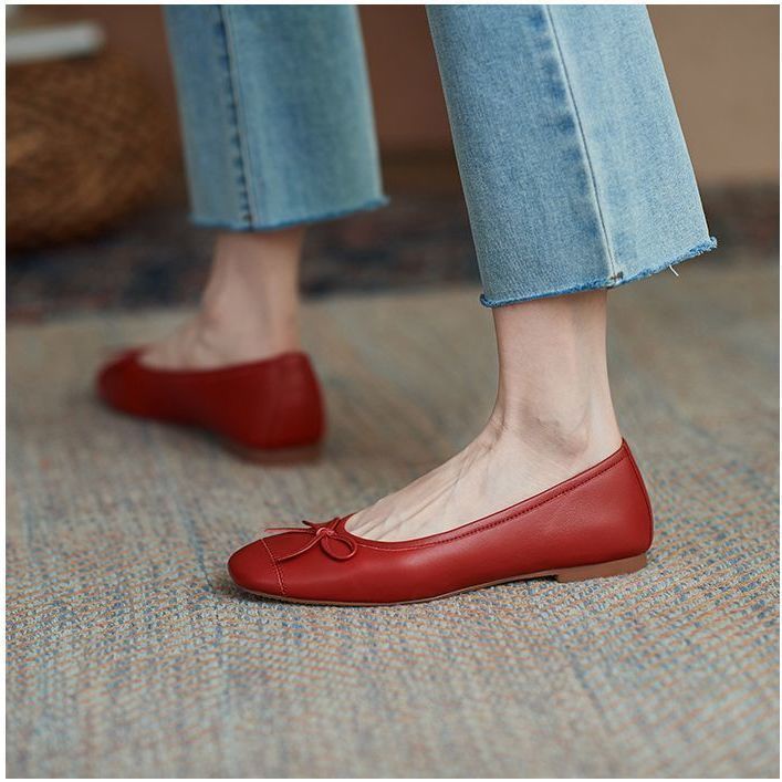Giày Búp Bê Mũi Tròn Đế Mềm Đính Nơ Thời Trang 2022 Cho Nữ