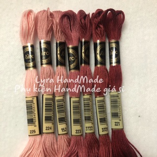 7 tép chỉ thêu màu Hồng vintage tông trầm chỉ 18k (mã set 4.1)