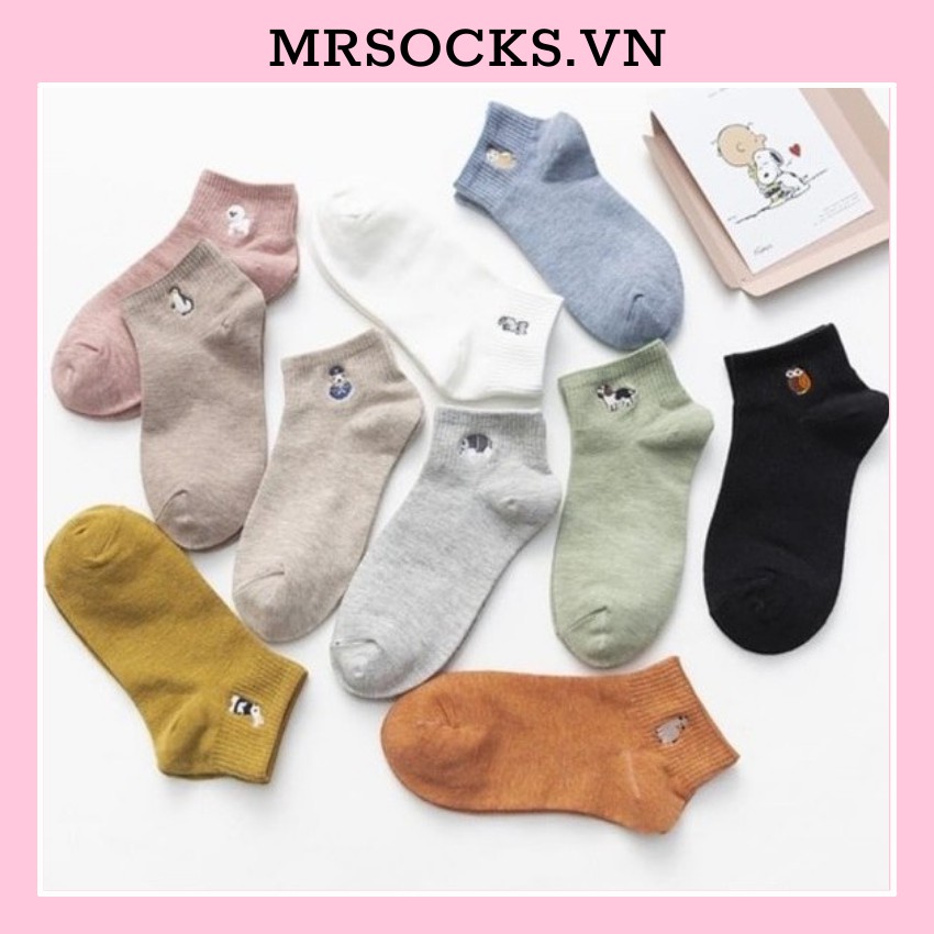 Vớ Tất Cổ Ngắn Icon Thú Vớ Thấp Icon Thêu Cotton Kháng Khuẩn Freesize Nam Nữ MRSOCKS - VN051