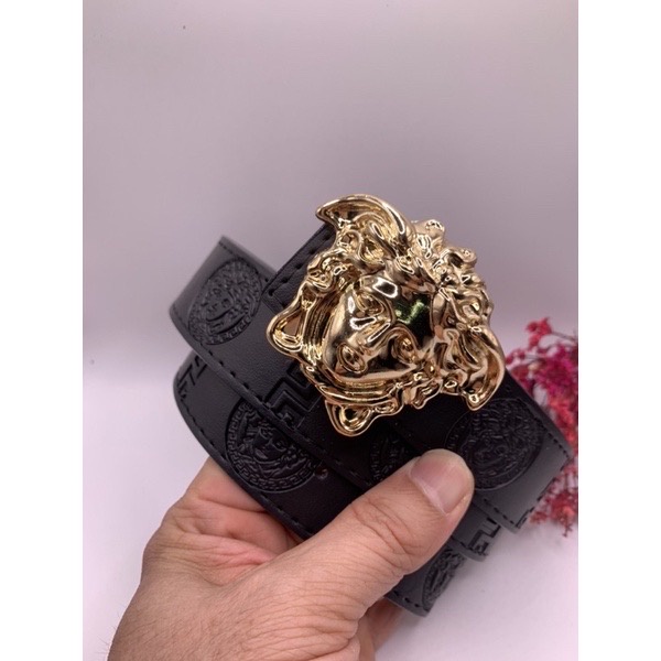 Thắt lưng mặt trạm k viền - Dây nịt da mầu đen - hàng nhập khẩu chính hiệu VS