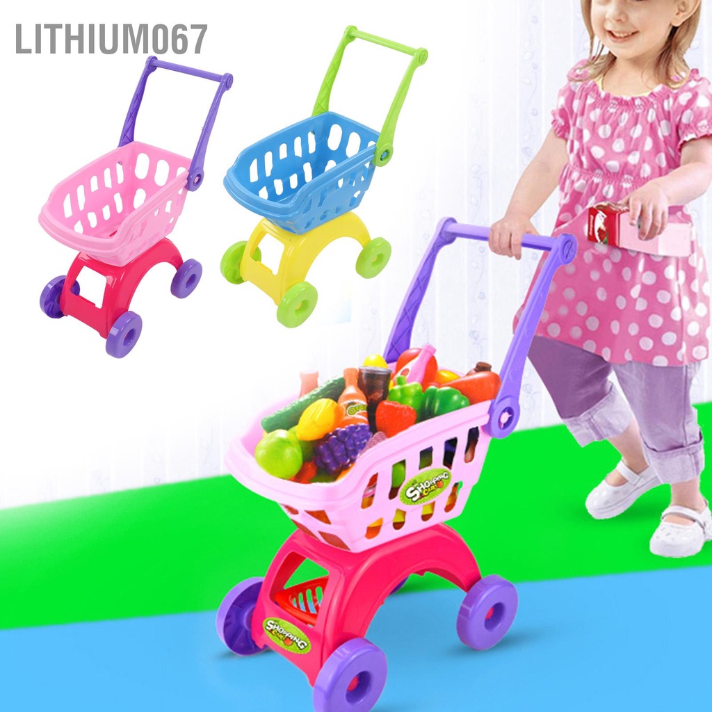 Bộ đồ chơi Xe đẩy hàng trái cây Đồ chơi mô phỏng Giỏ đa chức năng giả vờ cho trẻ em - Lithium067
