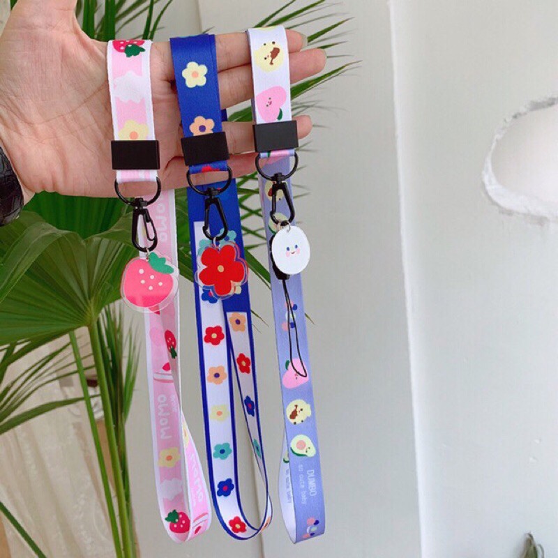 Dây đeo điện thoại Cao cấp Dây đeo siêu cute mẫu mới 2021 Có gắn Sticker Giao màu ngẫu nhiên