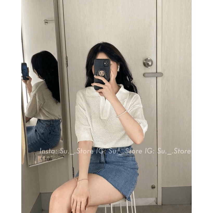 (Mẫu Mới) Áo Cổ Bẻ Có Lỗ HOT Cho Các Chị Em UP Valentina Shop