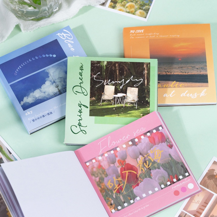 Tập sticker 50 tấm MIAO'S LITTLE FOREST bộ 50 hình dán ảnh phong cách aesthetic trang trí sổ tay bullet journal MST2208