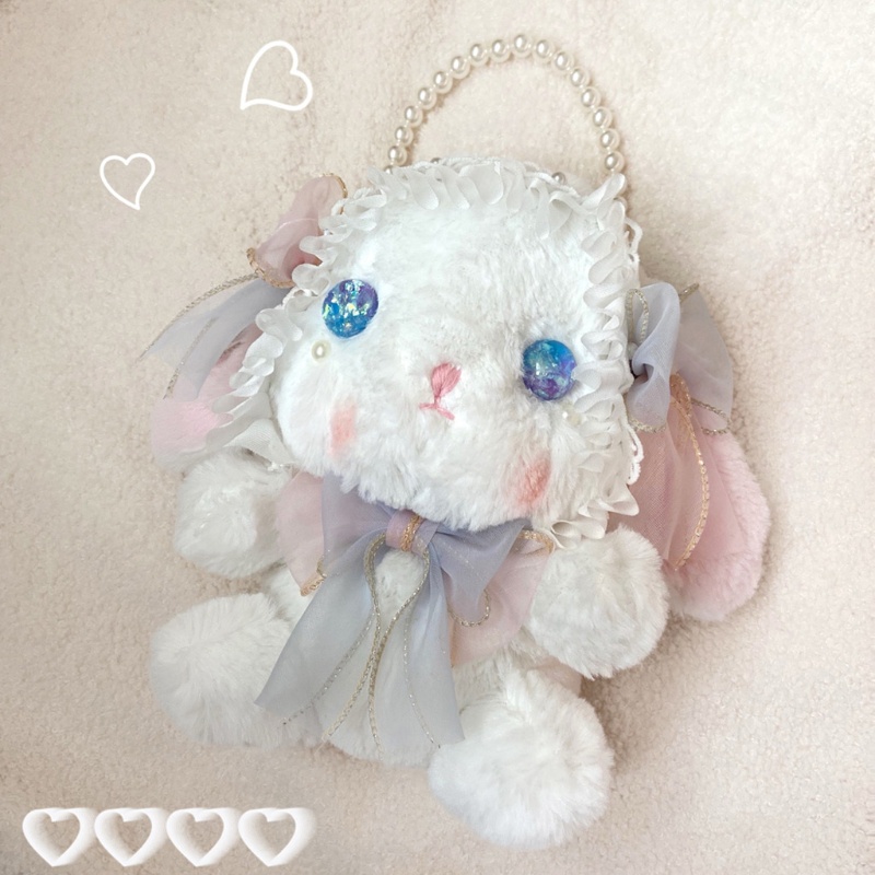 Túi Đeo Chéo Hình Thỏ Bông Mềm Mại Đáng Yêu Phong Cách Lolita Hàn Quốc