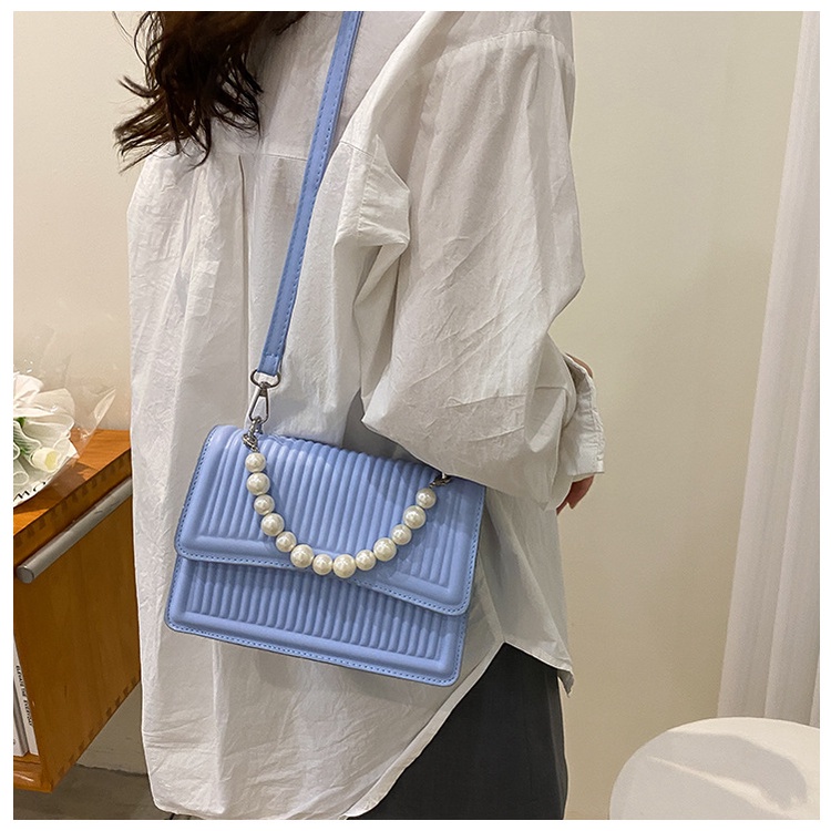 Túi Đeo JASMIN NOIR Chéo Nắp Gập In Họa Tiết Kẻ Sọc Đính Ngọc Trai Thời Trang Cho Nữ