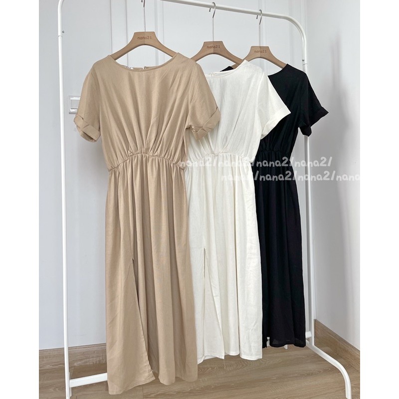 Váy cộc tay thô đũi xẻ vạt | BigBuy360 - bigbuy360.vn