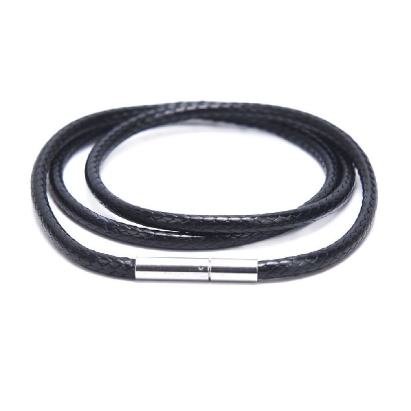 Vòng cổ nam nữ dây sáp, dây cao su khoá inox tròn màu trắng bền đẹp