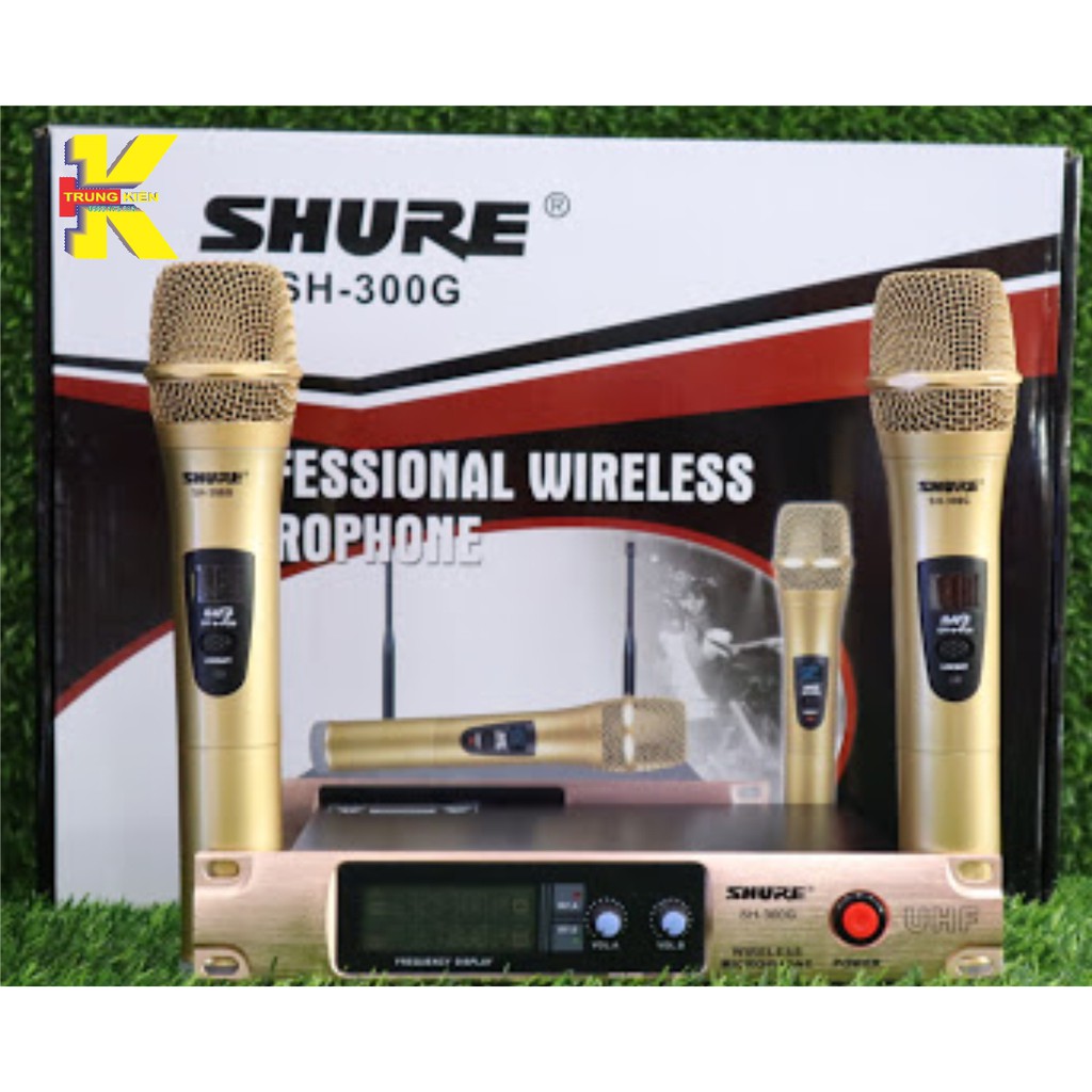 MICRO KHÔNG DÂY SHURE SH-300G - THÂN NHÔM MÀU VÀNG GOLD ĐẸP.