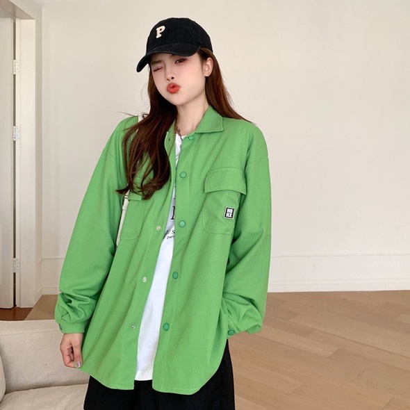 ZHELIHANGFEI Áo Sơ Mi Tay Dài Dáng Rộng Cổ Bẻ Thời Trang Trẻ Trung