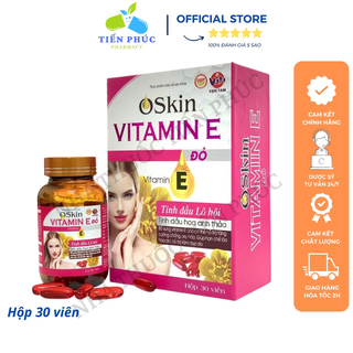 Viên uống đẹp da vitamin e400 e đỏ 4000mcg oskin hộp 30 viên