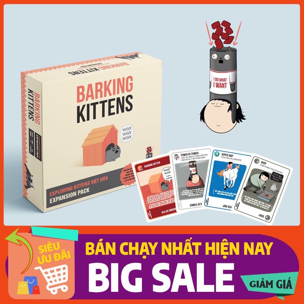 Barking Kittens Việt hóa - phiên bản Mèo nổ mở rộng phần 3 - MÈO SỦA kèm Vương Miện (Hộp Cứng)