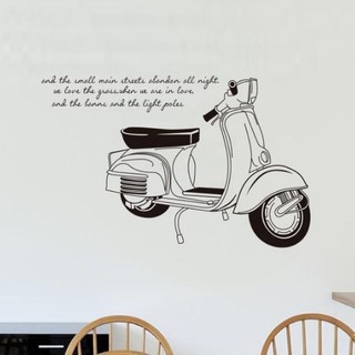 Giấy dán tường trang trí in hình xe máy vespa độc đáo