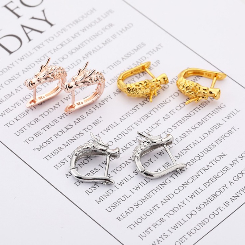 Khuyên Tai Chuỗi Hạt Hình Rồng Phong Cách Punk Thời Trang Cho Nam Và Nữ