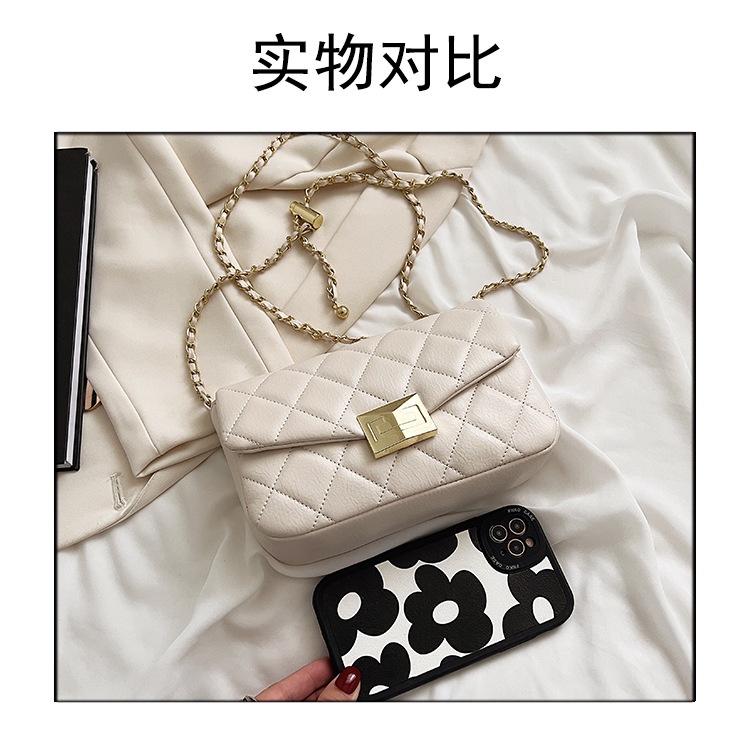 Túi Đeo JASMIN NOIR Chéo Họa Tiết Kẻ Sọc Phối Dây Xích Chần Bông Cho