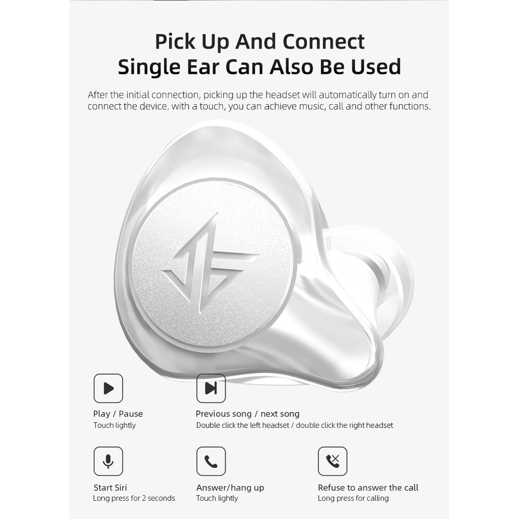 Tai nghe nhét tai KZ S2 1ba + 1dd Tw S1 Z1 Z3 E10 bluetooth 5.0 không dây giảm tiếng ồn