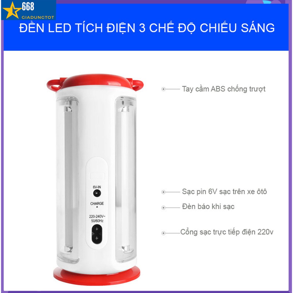 Đèn LED tích điện KENNEDE chiếu sáng 360 độ. Thích hợp Cắm trại, picnic, dã ngoại. Sử dụng được với Pin dự phòng