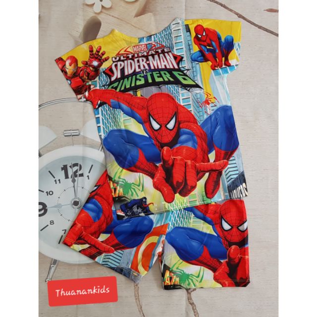 Bộ thun lạnh ngắn tay Spiderman bé trai (size đại 23-40kg)