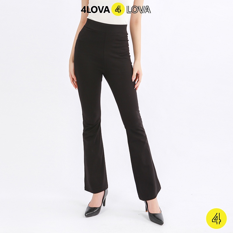 Quần ống loe 4Lova nữ lưng cạp cao co giãn form đẹp legging bigsize chất cotton dày dặn dáng dài Q13