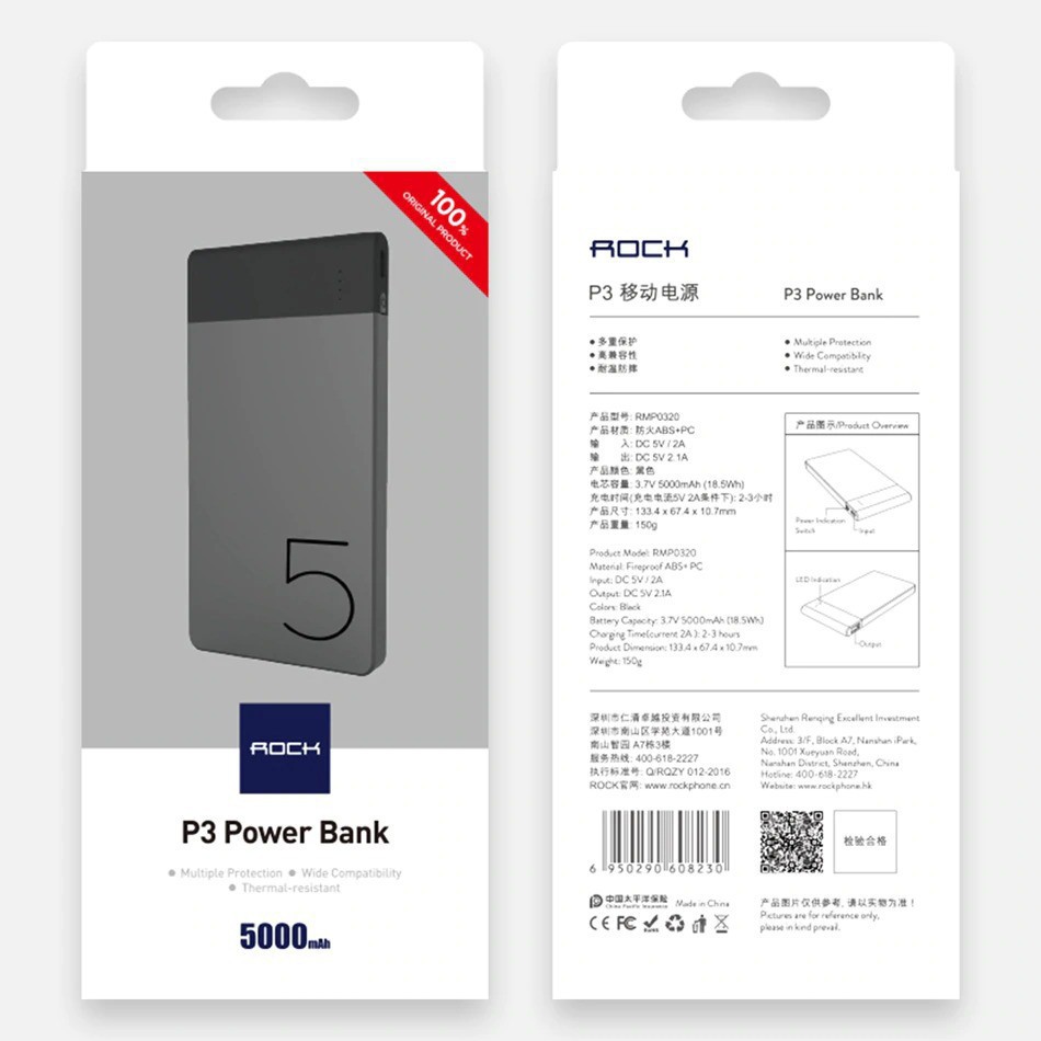 Sạc dự phòng ROCK P3 5000mAh