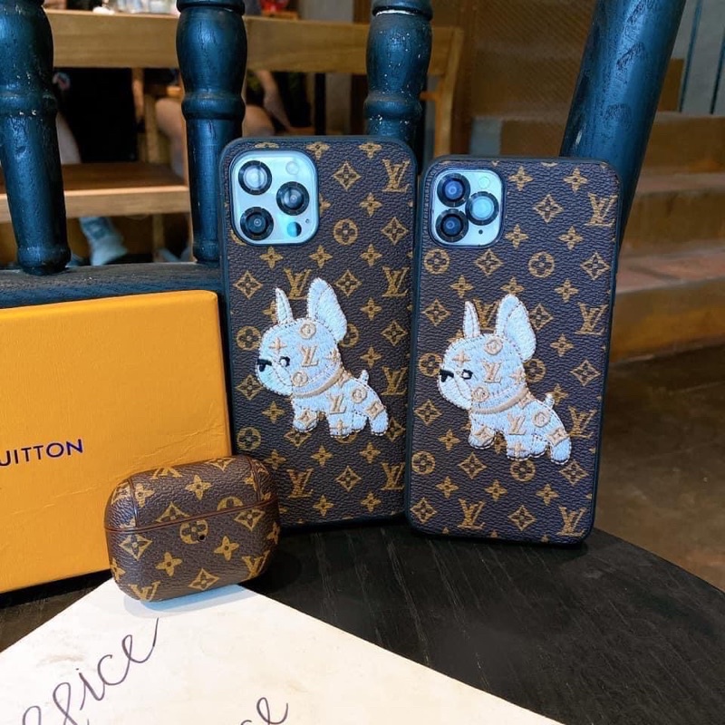 COMBO ỐP L V CHÓ THÊU , DÂY APLE WATCH BỌC AIRPOD MÓC KHOÁ VÍ