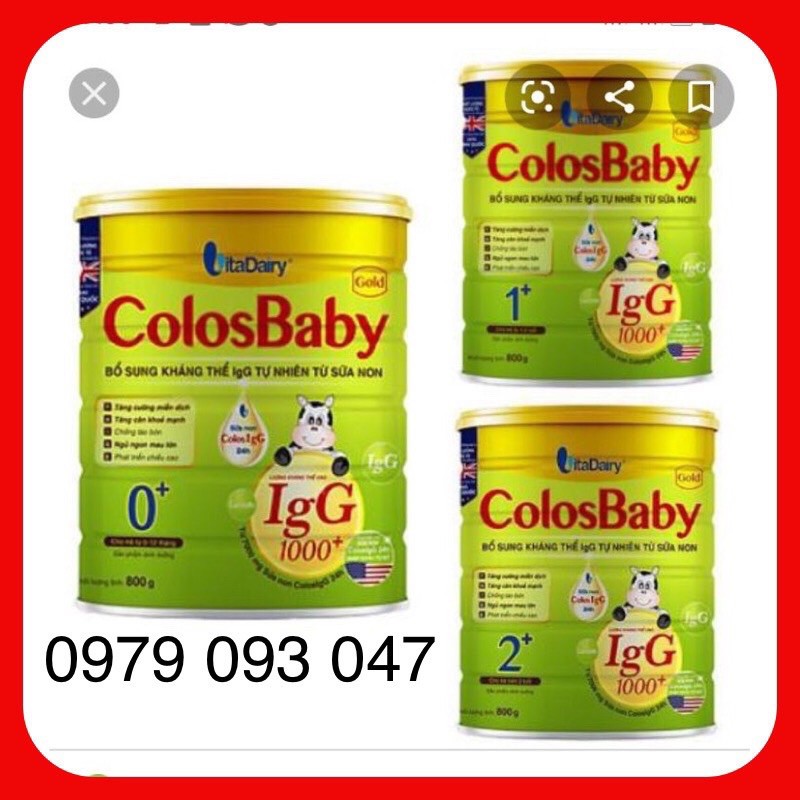 sữa Colosbaby Gold IgG 1000+ ( miễn dịch khỏe, bé tăng cân ) lon 800g date: 2023