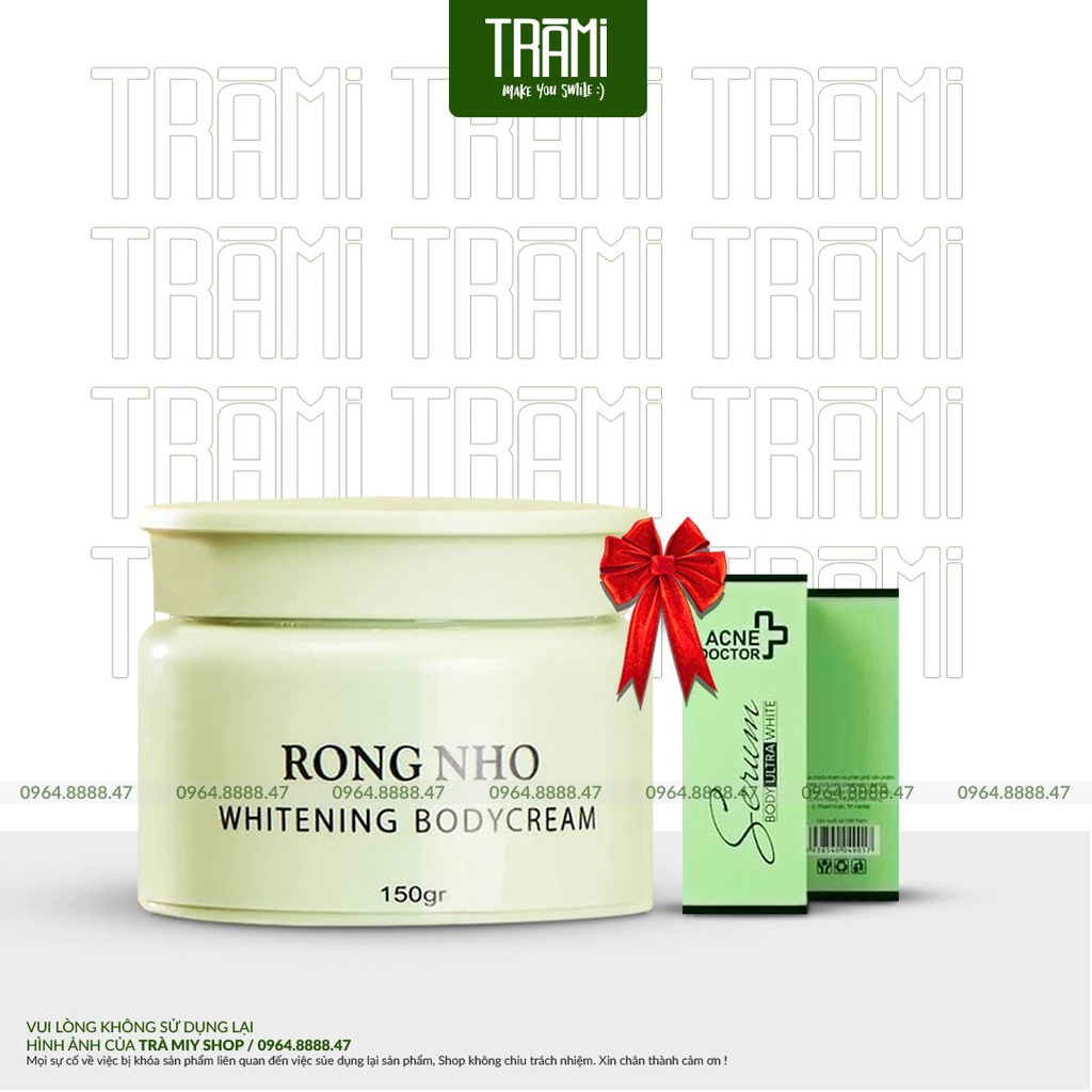 [CHÍNH HÃNG + QUÀ TẶNG] Kem Trắng Da Toàn Thân Rong Nho Whitening Body Cream Acne Doctor 150g.