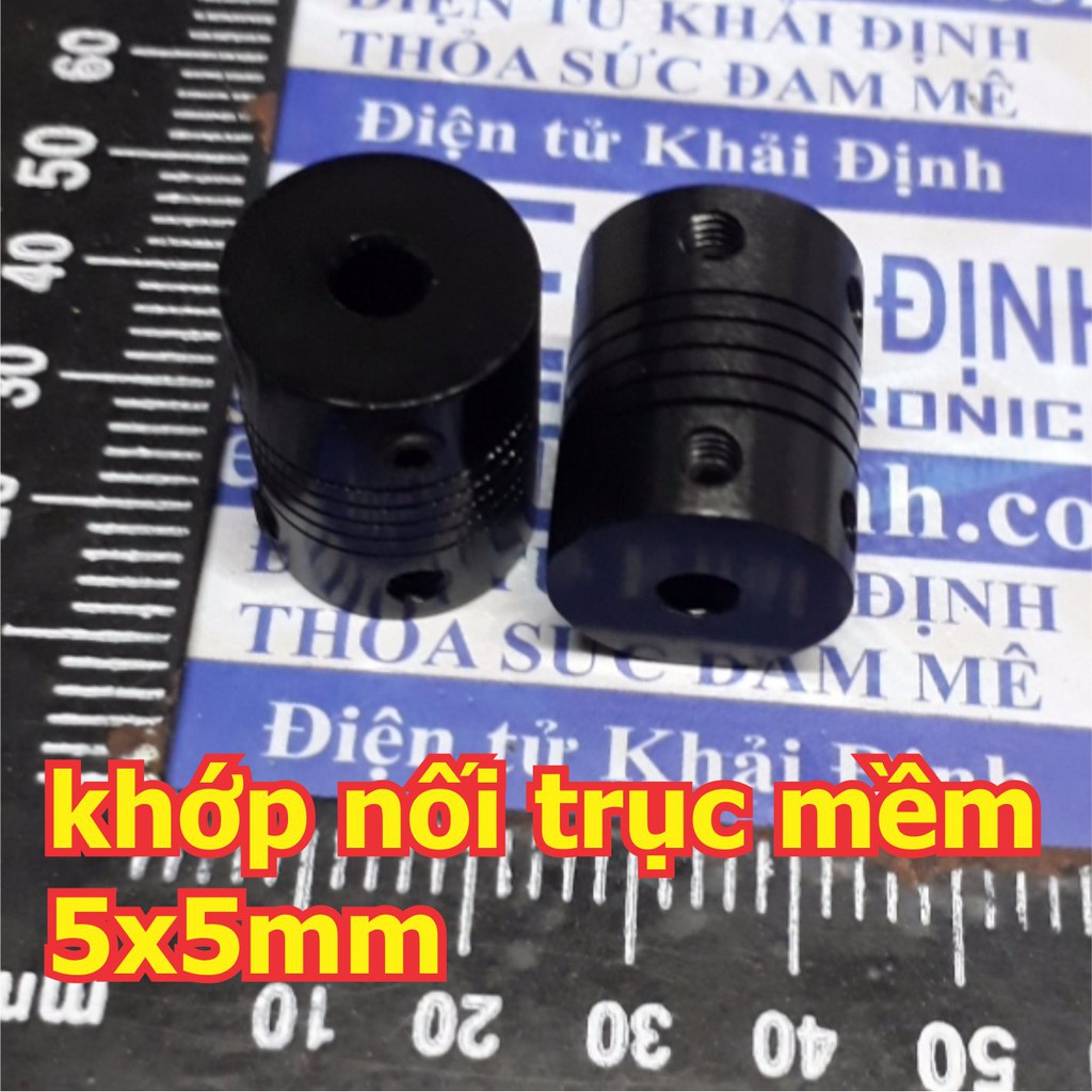 khớp nối trục mềm, khớp nối đàn hồi máy in 3D, nhôm đen 5x5mm kde5170