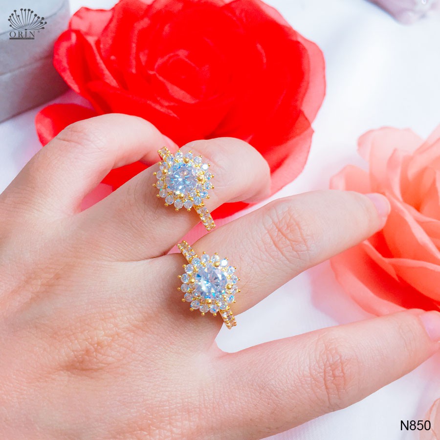 Nhẫn nữ hoa sen đính đá bền màu cao cấp Orin N850