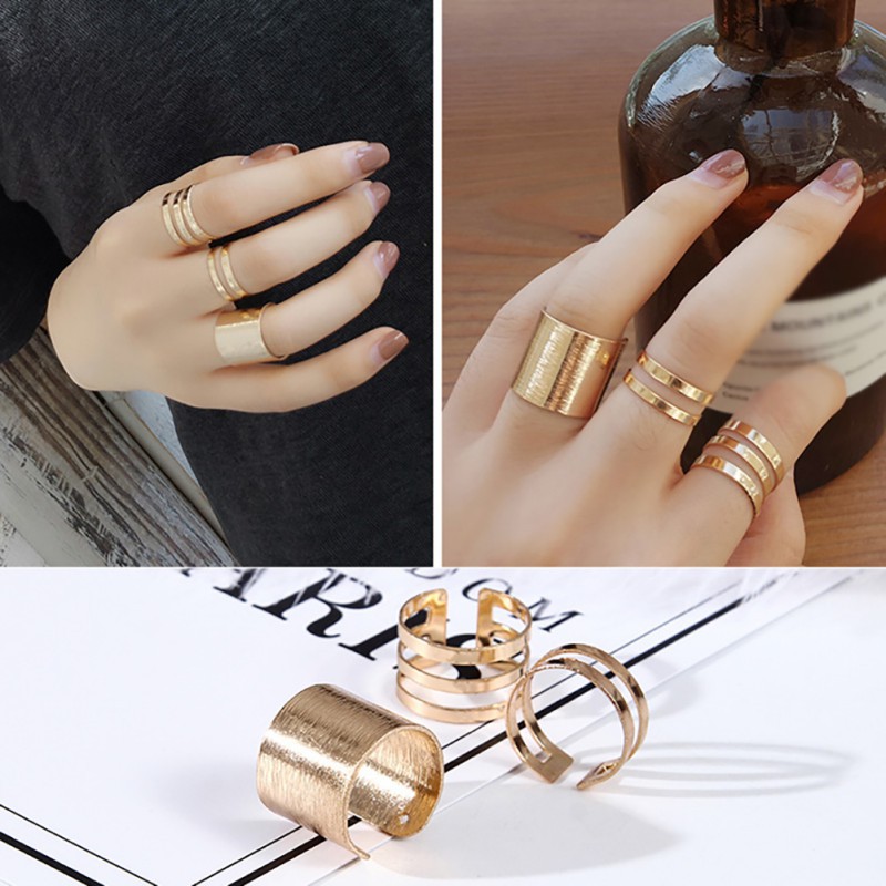Set 3 Nhẫn Đeo Đốt Ngón Tay Hợp Kim Nhiều Kiểu Dáng