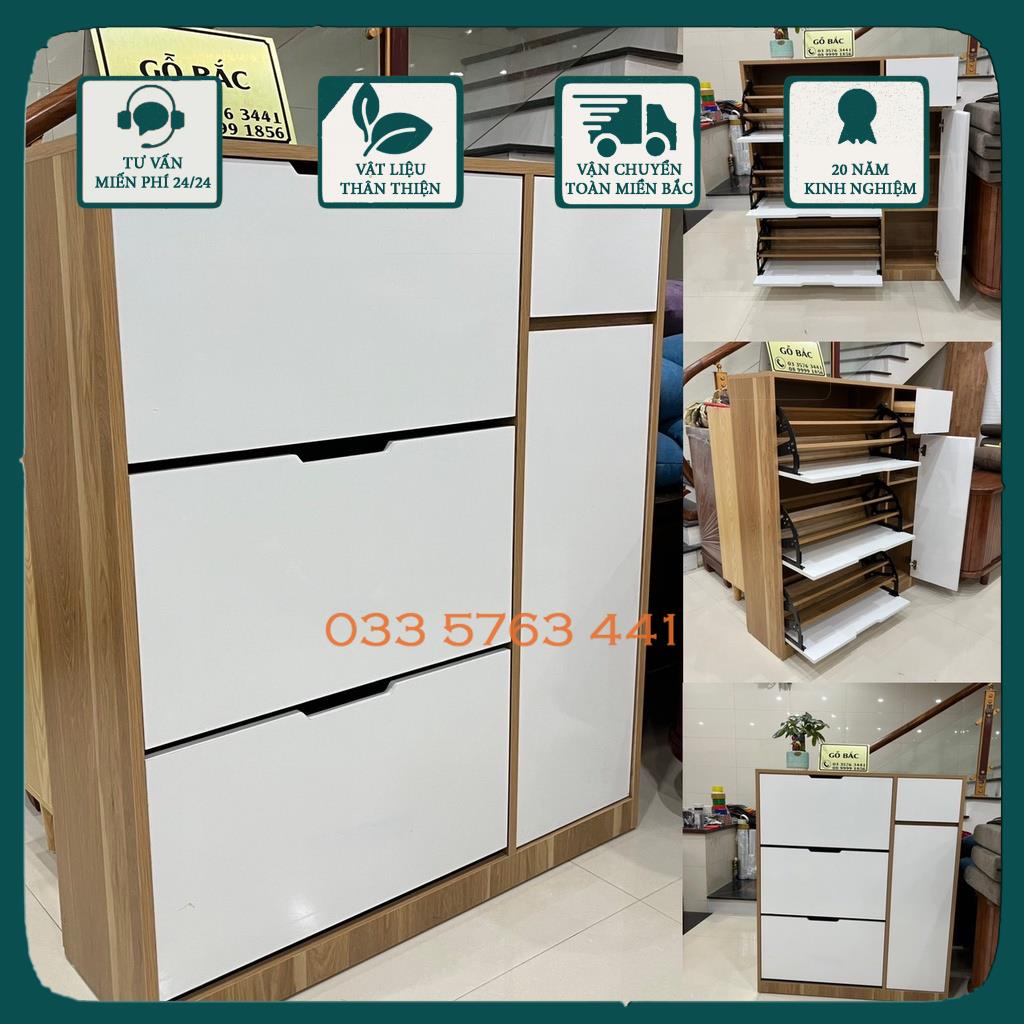 Tủ giày thông minh gỗ MDF phủ melamine - tủ giầy thông minh có hộp để dép kích thước 119x29cm