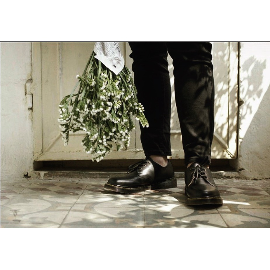 DR1461 VNXK, da bò đế cao su đúc, giày da nam phối quần jean âu kaki