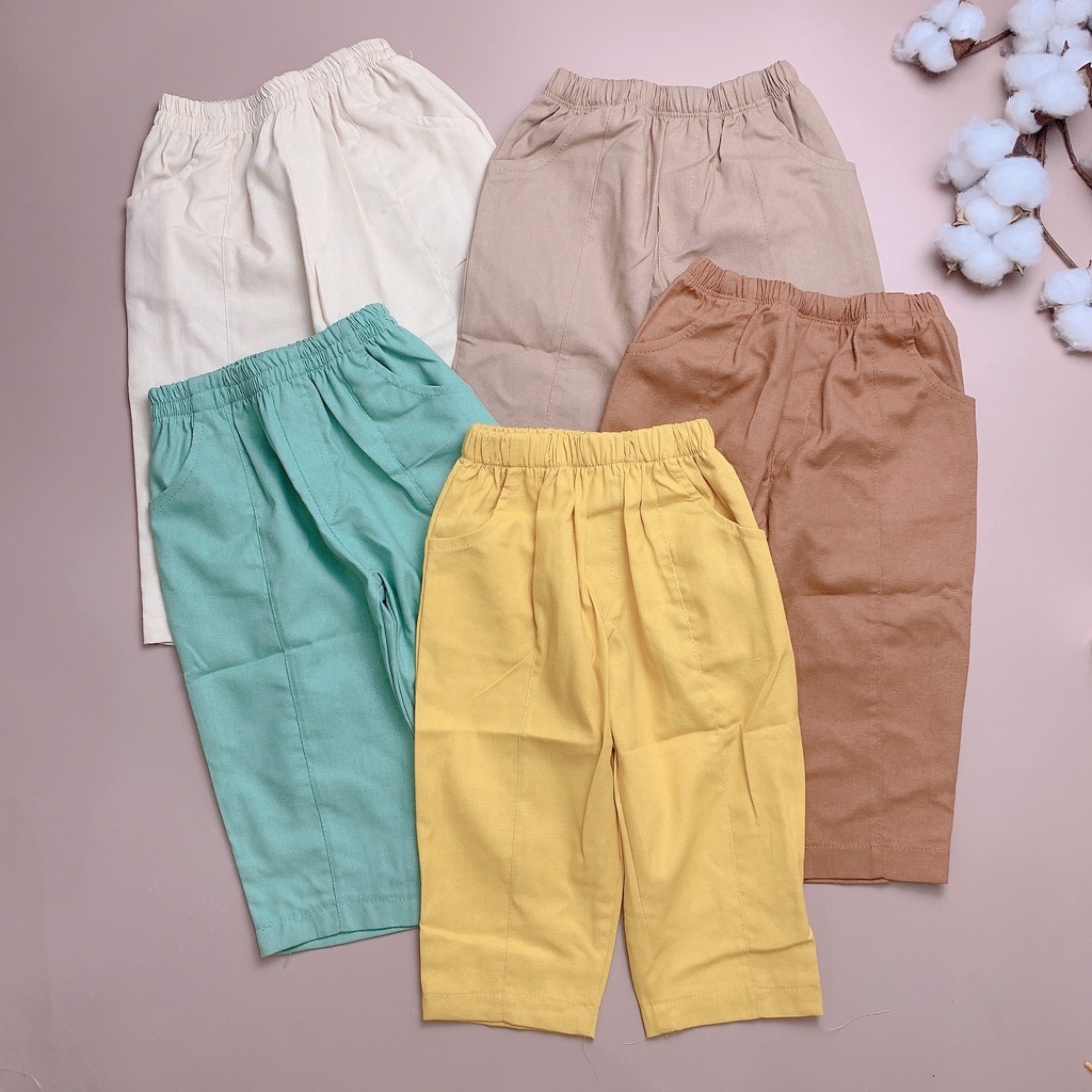 Quần baggy linen Mia Kids viền gân nhiều màu BG