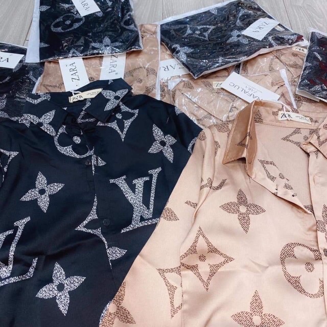 [Mã WASKT410K giảm 10K đơn 50K] Áo sơ mi lụa hoạ tiết chữ L | BigBuy360 - bigbuy360.vn