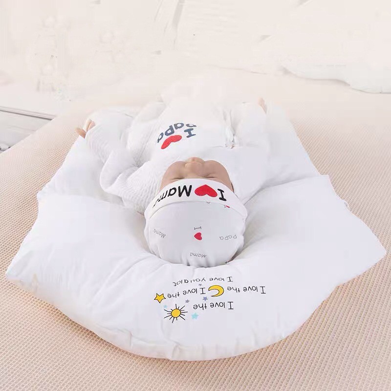 Gối Ôm Chữ U Cho Bé Chống Méo Đầu, Giật Mình Chất Cotton Siêu Mềm Mát