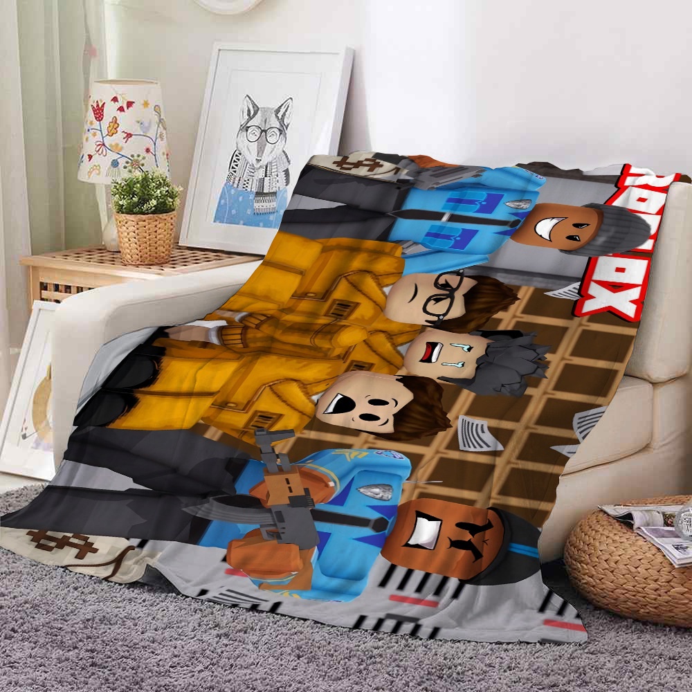 75cmx100cm Roblox Flannel Chăn ✷ ❈ Anime In Hình Ném Chăn Kẻ Sọc Phòng Ngủ Phòng Khách Chăn Ấm Áp Mềm Cho Trẻ Em