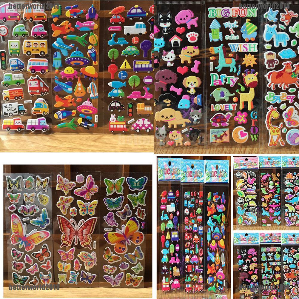 Bộ 10 Miếng Dán 3D Hình Động Vật Dễ Thương